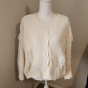 Fringe cream sweater